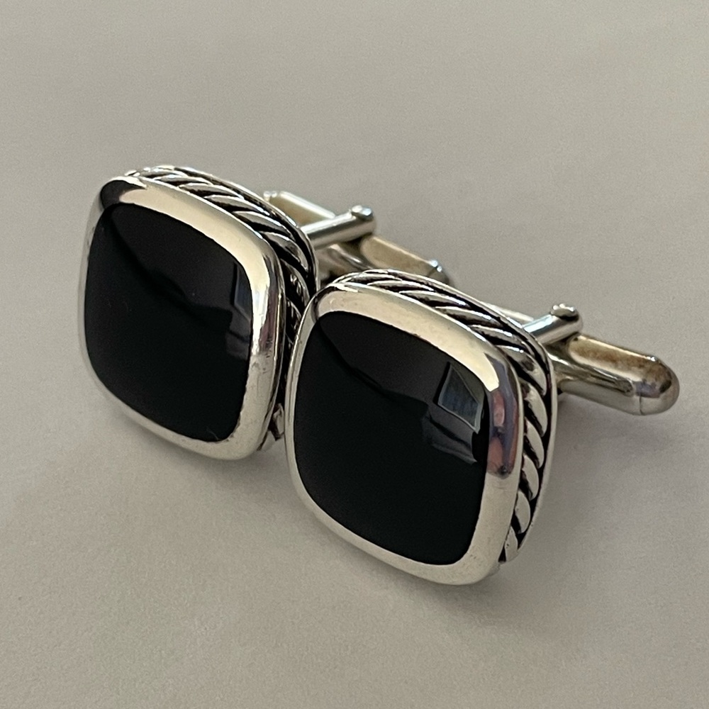 David Yurman men’s collection Onyx Sterling Cable Cufflinks
